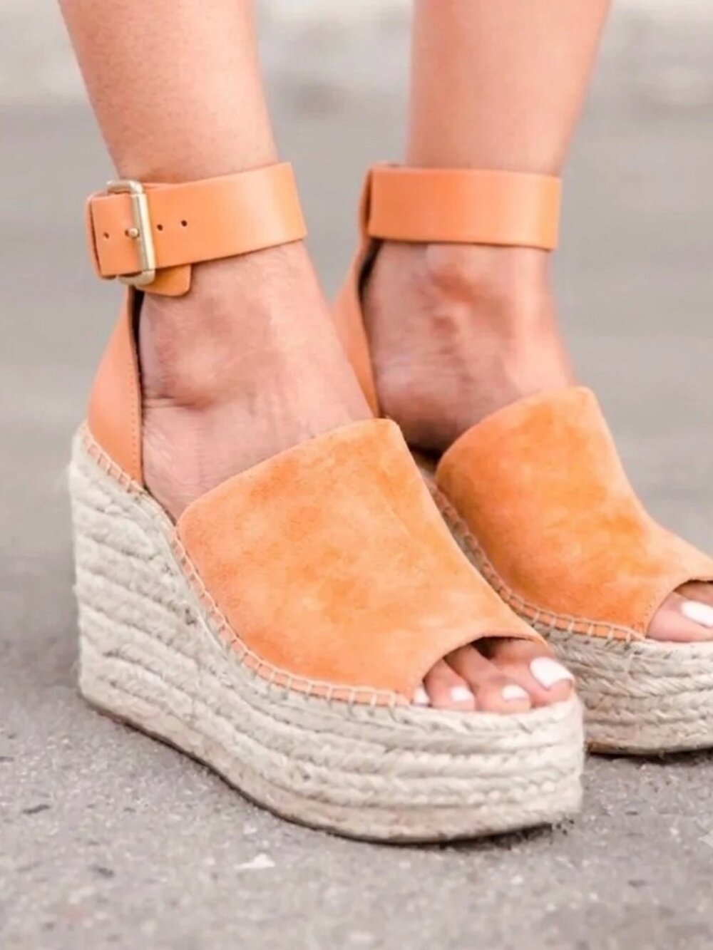 Marc Fisher Orange Espadrille Wedge Sandals | Womens Size 9